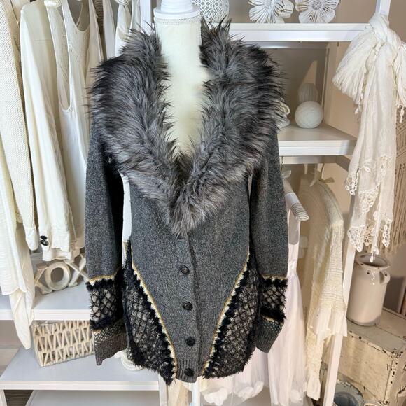 Sleeping on Snow sz. Medium dark gray lagenlook boho sweater office casual #4404 - Picture 1 of 11